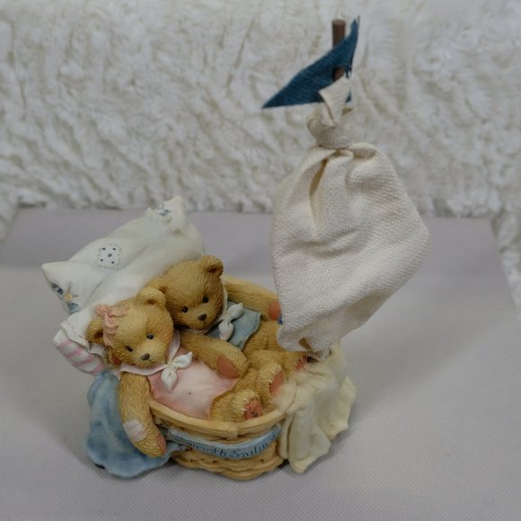 Cherished Teddies Smooth Sailing Wind Up Music Figurine Sailboat Vintage 1993 - Picture 4 of 10